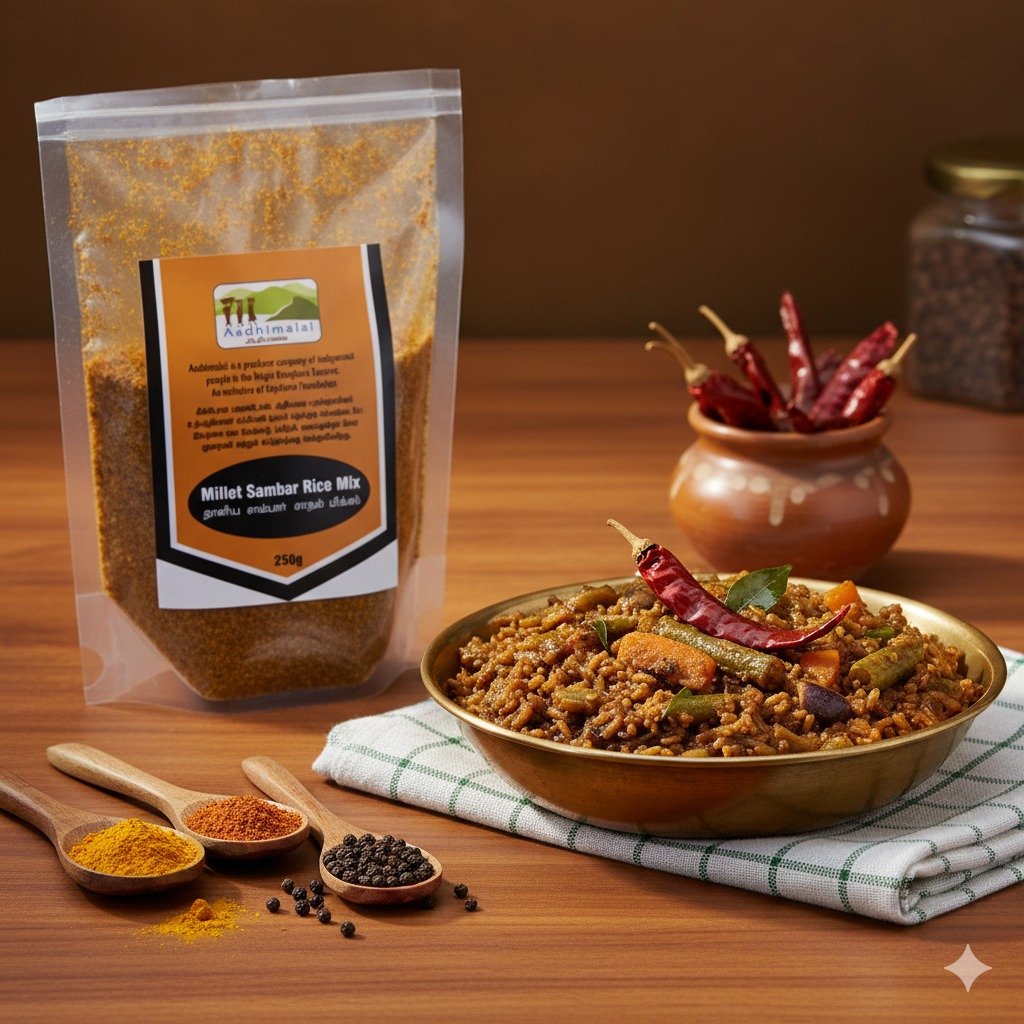 aadhimalai-millet-sambar-rice-mix-1 Aadhimalai Millet Sambar Rice Mix - Image 1